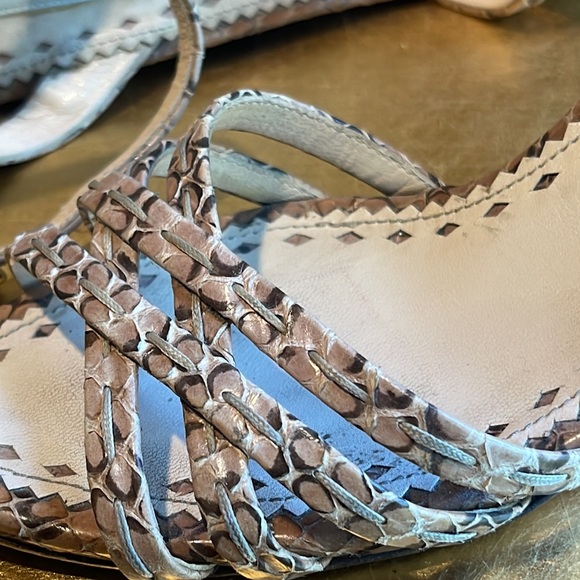 Prada Raffia Wedge Sandal in Snakeskin - Picture 9 of 16